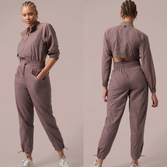 Athleta x Alicia Keys Utility Jumpsuit // Smoked Almond Brown Purple Size 22 - Picture 4 of 16